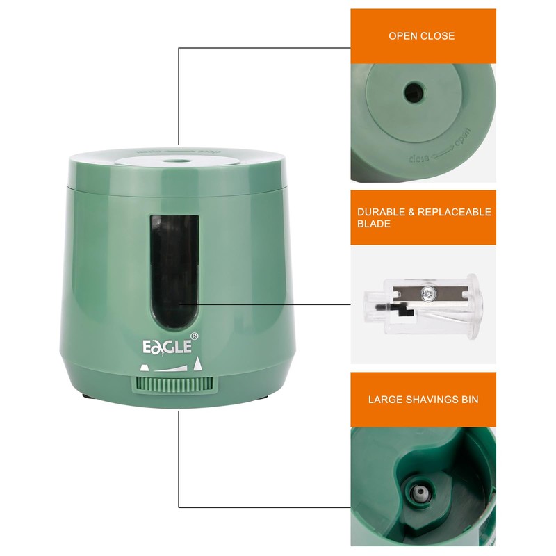 Eagle Replaceable Blade Automatic Pencil Sharpener (White)... (Green)