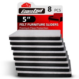 Ezprotekt 5" Square Felt Furniture Movers Sliders for Hardwood Floors, 8 Pcs Reusable Felt Furniture Moving Pads for Heavy Duty Bed Sofa Fridge Couch, Move Item Easily and Quickly (Beige)