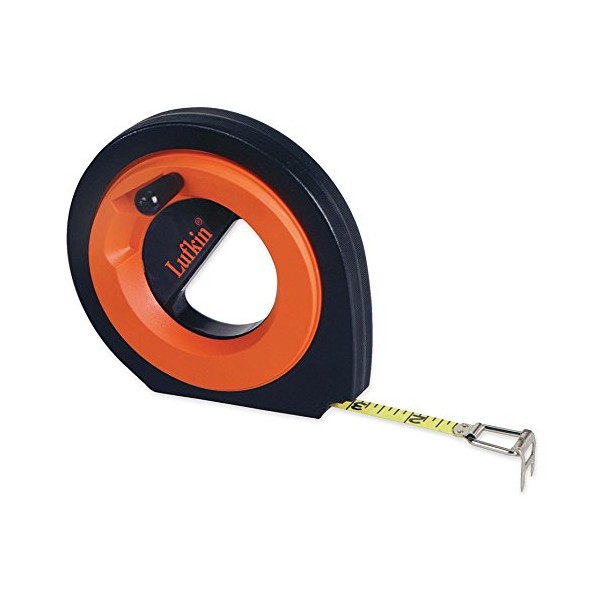 Crescent Lufkin 3/8" x 50m/164' Hi-Viz® Orange Speedwinder® SAE/Metric Yellow Clad Dual Sided Long Steel Tape - HYT50CME