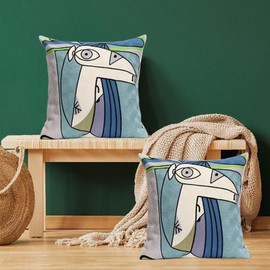 Pilmandu Pack of 2 Decorative Square Pillowcase Abstract Art Embroidered Throw Pillows Cover for Couch Farmhouse Patio Garden Sofa Chairs 18x18 Inch (Cartoon Animal)