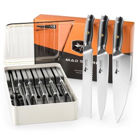 MAD SHARK 11-Piece Kitchen Knife Block Set with Sharpener Rod