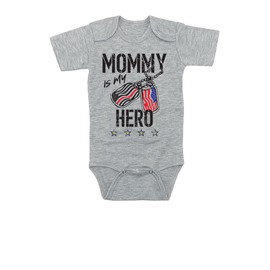 TeeNow - Mamá es mi héroe (color personalizado todas las ramas) - Body para bebé inspirado en los militares de EE. UU. - Niño/niña, Gris - Navy, 3-6 Meses