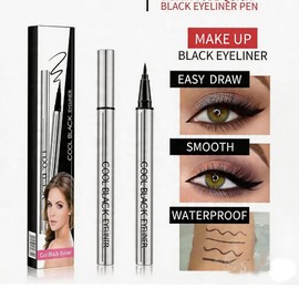 Long-Lasting Eyeliner, 24-Hour Waterproof Smudge-Proof Silky Eyeliner,Cool Black Quick Drying Eye Makeup Pencil,Lightweight,No Flaking & Intense Color (2Pcs)