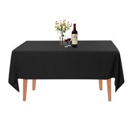 Waysle Rectangle Tablecloth - 60 x 102 Inch - Black Rectangular Table Cloth for 6 Foot Table in Washable Polyester - Great for Wedding, Restaurant, Party, Banquet Decoration