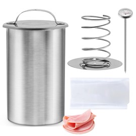 MASTER FENG Meat Press Mold for Deli Meats Stainless Steel Ham Maker, Ham Press Mold with Thermometer & 20 Cooking Bags for Making Homemade Healthy Deli Meat