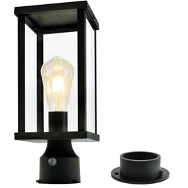 Hulitnag Dusk to Dawn Outdoor Post Lights, Outside Post Light Fixture Waterproof, Post Lights Outdoor with Pier Mount Base for Garden, Patio,Yard, Pathway. (Black-1 Pack)