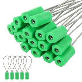 100 PCS Pull-Tite Security Cable Seals, Numbered Tamper Proof Tags, 12" Green Metal Self-Locking Steel Wire Seals for Truck Container Shipping, 300mm