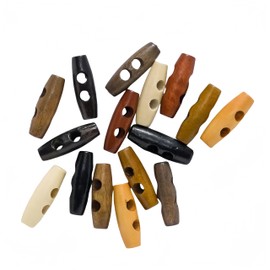 10pcs Olives Buttons - 2 Hole Wood Toggle Sewing Craft DIY Accessory for Clothing Coat Jacket Blazer Bag