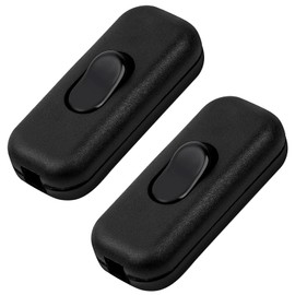Pack of 2 cord switch, cord switch, 2-pin, lamp switch, intermediate switch, cable switch, 6 A 250 V, for 2-3 core cables, for lamps, small devices (black)