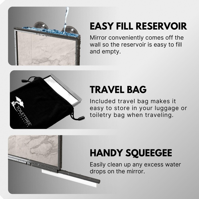 ToiletTree Products Fogless Shower Bathroom Mirror with Squeegee and Travel