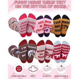 Chuarry 6 Pairs Funny Equestrian Socks for Women Knee High Horse Riding Socks Novelty Western Boot Socks for Horse Lover Gifts Equestrians Cow Derby Party Favors