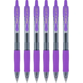 PILOT G2 Retractable Rollerball Gel Pens, Bold Point, 1.0mm, Purple Ink, 6 Count