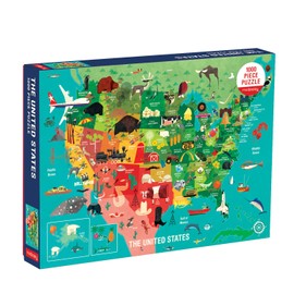 Mudpuppy 1000 Piece United States Jigsaw Puzzle for Adults and Families, USA Family Puzzle with Vibrant Illustrations of The Attributes of The 50 States