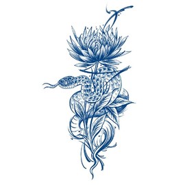 3 Blätter Temporäres Schlange Tattoo Semi-Permanentes Kobra Tattoo Langanhaltende Tattoo Semi-Snake3