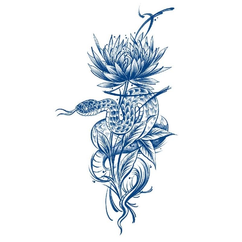 3 Blätter Temporäres Schlange Tattoo Semi-Permanentes Kobra Tattoo Langanhaltende Tattoo