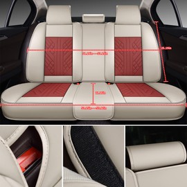 GXT Bench Seat Cover, Premium Faux Leather Bench Seat Covers for Trucks - Universal Fit for Most Sedans SUV Pick-up Truck, Durable for Long Lasting Protection(White and Red)