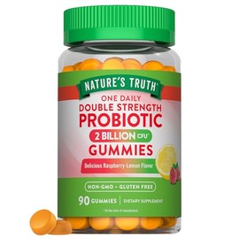 Nature's Truth Daily Probiotic Gummies | 2 Billion CFU | 90 Count | Raspberry Lemon Flavor | Non-GMO & Gluten Free Supplement