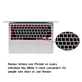 HRH Korean Language Keyboard Cover Skin,Silicone Keyboard Cover Protector for MacBook Air 13 Inch 2020 with Touch ID (MODLE A2179 and A2337 M1 Chip,US Layout) Keyboard Accessories Protector-Black