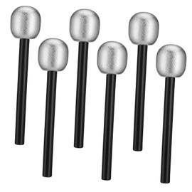 Garneck Pack of 6 Glitter Microphones - Artificial Microphone Dummy for Carnival and Fancy Dress - Decorative Props and for Parties and Costumes Silver