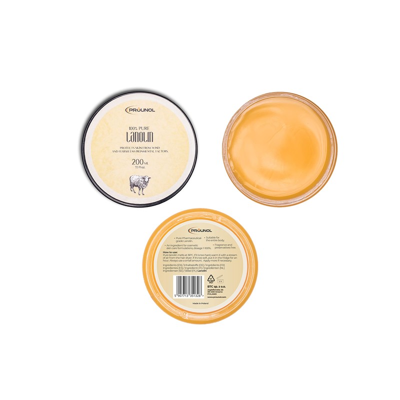 PROUNOL Lanolin Pure (Lanolin Anhydrous) 200ml - 100% Natural Cream