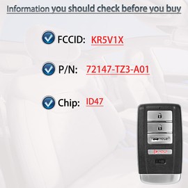 SUPALAND Smart Key Fob Replacement Fits for 2016-2018 Acura ILX / 2016-2020 RLX / 2015-2017 TLX Keyless Remote Control Key Replacement FCC ID: KR5V1X P/N:72147-T23-A01/A11