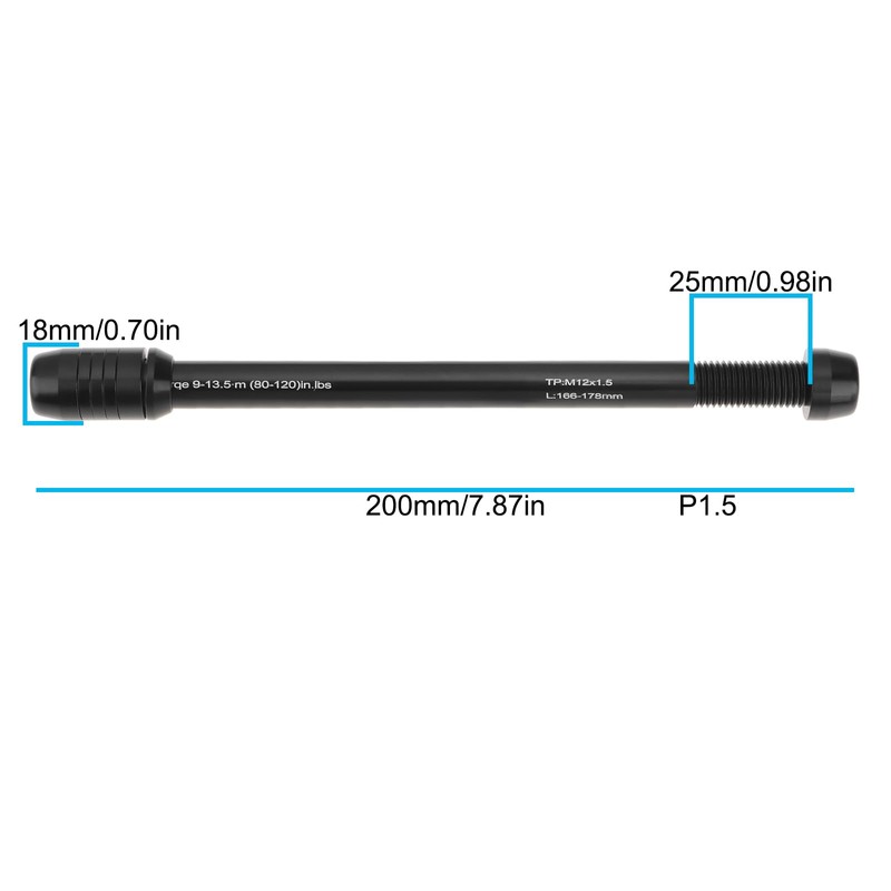 Briny River Bike Trainer Thru Axle Skewer M12 166-178mm for
