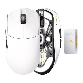 Lamzu Maya X Wireless Gaming Mouse, Ultra Lightweight 47g, Optical Switch, Maximum 30000 DPI, Symmetrical, MCU Nordic 52840, Dust-Proof Encoder, PAW3950 Sensor(Larger Maya) (White)