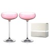 DIAMANTE Pink Champagne Cocktail Saucers Pair - Pink Coloured Crystal
