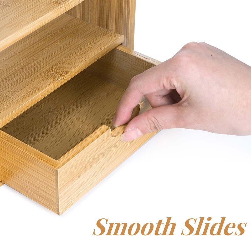 Eorbow Eorbow Bamboo Desktop Bookshelf, Expandable Counter Bookcase, Storage Shelves
