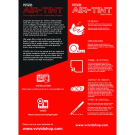 VViViD Air-Tint Smoke Black Gloss Vinyl Headlight Foglight Transparent Tint Wrap Self-Adhesive (16 Inch x 48 Inch, 2-roll Pack)