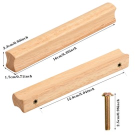 dentedeleao Pack of 4 Furniture Handles, Wooden Cabinet Handles with Mounting Screws, Modern Simple Drawer Handles, Furniture Handle Made of Solid Wood for Kitchen, Chest of Drawers, Cabinet, Hole
