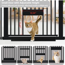 AiWMGL 40.55" Tall 1.37" Ultra Narrow Spacing Dogs Pets Baby Gate with Door for Doorway Cat Safety Proof Indoor Extra 30.12-34.06" Wide Puppy Pressure Mounted No Drill White Black Metal Hallway