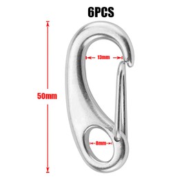 SyiXute 6 Pcs Spring Snap Hook Carabiner,304 Stainless Steel Spring Snap Rope Hook Clip,50 mm/1.96" Egg Shape Spring Snap Hook Clip for Flag Pole Hardware,Keychains