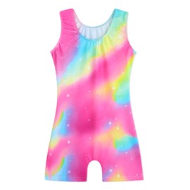 HOZIY Gymnastics Leotards for Girls with Shorts 1t 2t 12 18 24 Months 1-2t Rainbow Colorful Multicolor Kids Leo Toddler Scrunchies