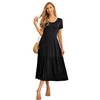 GRECERELLE Women's Summer Casual Short Sleeve Crewneck Tiered Flowy Maxi