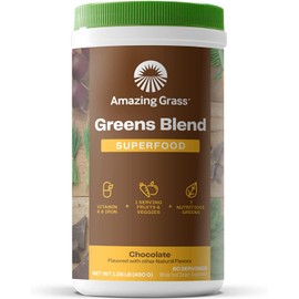 Amazing Grass Amazing Grass Greens Superfood Powder: Greens Powder with Digestive Enzymes & Probiotics, Organic Spirulina, Chlorella, and Beet Root Powder, Chocolate, 60 Servings