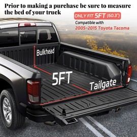 Soft Roll Up Truck Bed Tonneau Cover Compatible with 2005-2015 Toyota Tacoma, Fleetside 5ft(60.3") Bed with Deck Rail System (Excl. Trail Edition)