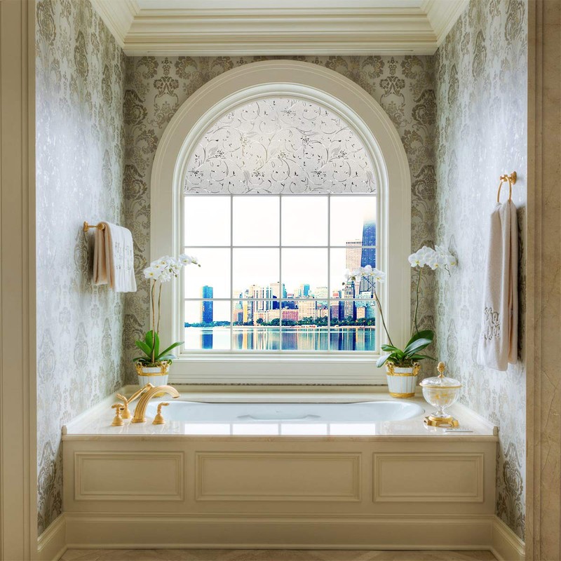 PROTINT WINDOWS Precut Elegant Flower Arched Window Film Shade, Self