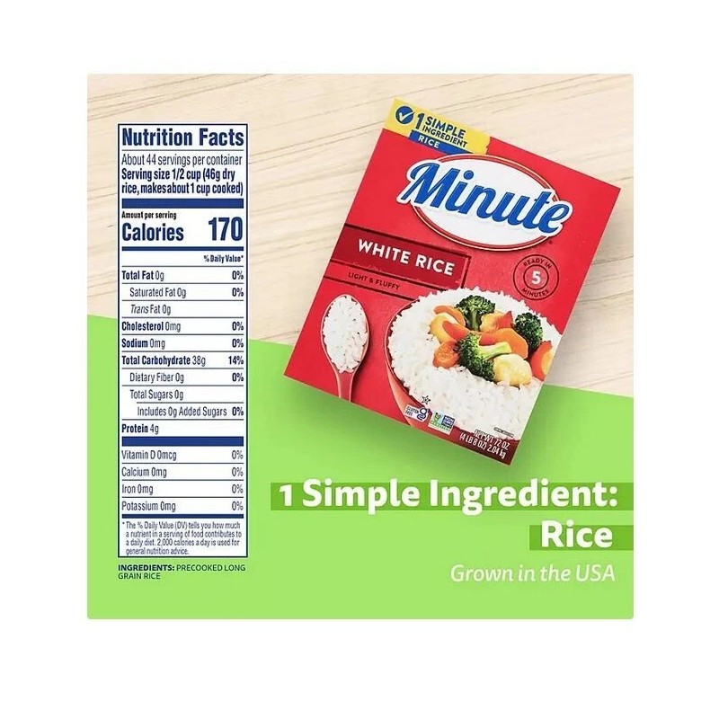 Minute Instant Light and Fluffy White Rice, 72oz.