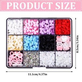 MIRKUZI Rhinestones for nails, nail jewellery set, pearl moon love resin, nail accessories for DIY (A4)