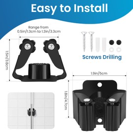 Yiows Broom Holder Wall Mount, 12PCS Broom Hanger Wall Mount, Stainless Steel Heavy Duty Mop Holder Wall Mount with Screws, Garden Outdoor Tool Organizer Rack Wall Mount (Black)