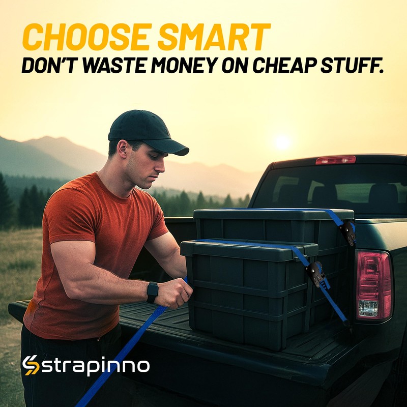 Strapinno Retractable Ratchet Straps 1 in x 10 ft, Secure
