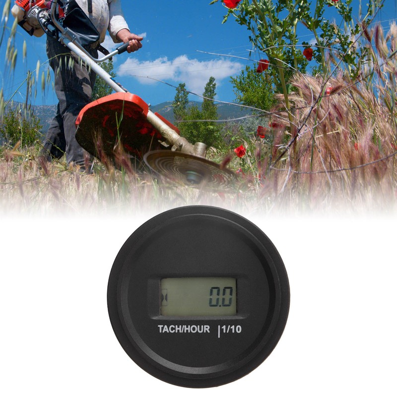 Tach Hour Meter LCD Display Round High Accuracy RPM Hour