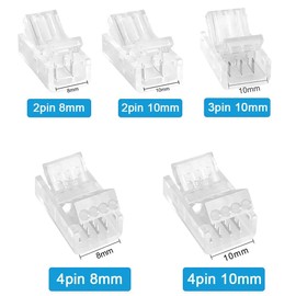 Vrabocry 20Pcs LED Connector 2/3/4/5/6Pin LED Strip Connector for 8mm 10mm RGB Tape SMD 2835 5050 WS2811 WS2812B LED Strip Light Wire or Strip Connection (3 Pin 10 mm)