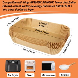 Baking Paper for Hot Air Fryer, Pack of 150 Airfryer Baking Paper for AF300EU, AF400EU, Hot Air Fryer Accessories, Air Fryer Paper for Dual Zone Airfryer
