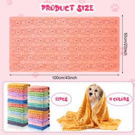 Tatuo 22 Pcs Dog Towels for Drying 20 x 40 Inch Pet Bath Towels Absorbent Microfiber Towel Quick Drying Puppy Bathing Supplies for Small Medium Large Dog Puppy Cat(Colorful,Rabbit Pattern)