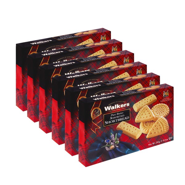 Walker’s Pure Butter Assorted Shortbread - 18 Assorted Cookies Per Box (Pack of 6) - Authentic Shortbread Cookies from Scotland
