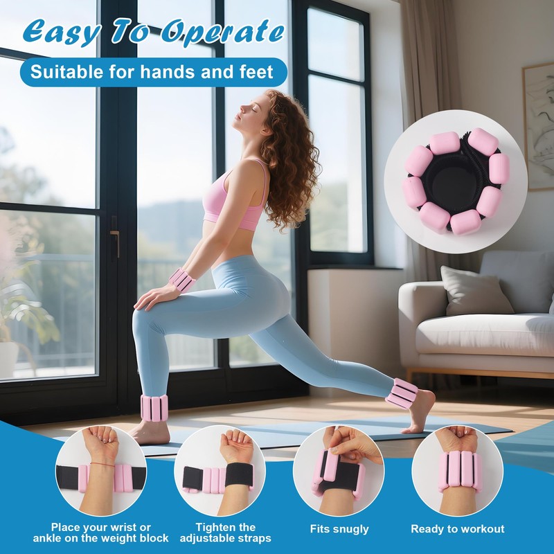 BUCOMTU Set of 2 Wrist Weights Ankle Weights for Yoga,