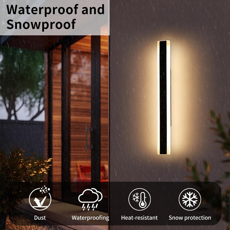 Daoseolo Outdoor Wall Light Fixture, 31.4inch Black Modern Linear Exterior