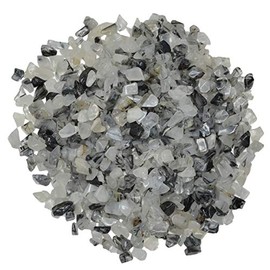 Hypnotic Gems: 1/2 lb of Polished Black Rutilated Quartz Natural Rock Chips - Tumbled Stones for Vases, Fountains, Art and Crafts, Jewelry Making, Crystal Healing and More!